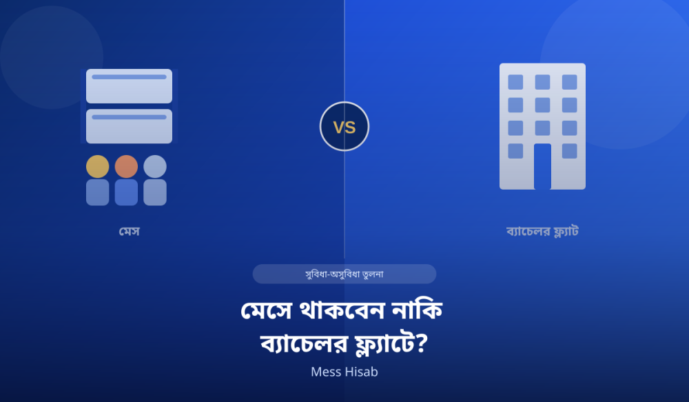 মেসে থাকবেন নাকি ব্যাচেলর ফ্ল্যাটে? | সুবিধা-অসুবিধা তুলনা - Mess Hisab